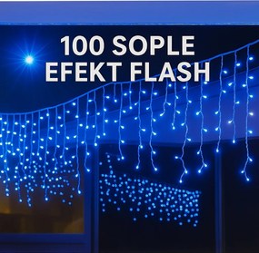 JĂ©gcsap Led 100 FĂŒggöny 4,5m IP44 KĂ©k FehĂ©r Flash KarĂĄcsonyi LĂĄmpĂĄk