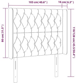sötétkék bársony LED-es fejtámla 103x16x118/128 cm