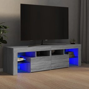 Szürke sonoma színű TV-szekrény LED-világítással 140x36,5x40 cm