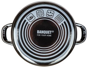 Banquet Emaille-beschichtete Pfanne METALLICSchwarz 24 cm, 3,7 l, mit Deckel, 24 cm