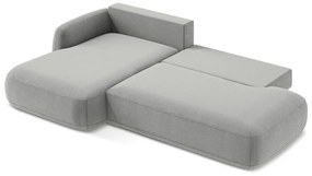 Világosszürke kinyitható sarokkanapé (bal oldali-heverő résszel) Hale – Makamii