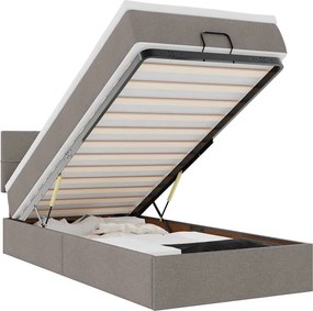 vidaXL tópszínű szövet ottomán ágy matraccal & LED-ek 90x200 cm