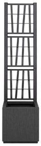 Sötétszürke Kerti Cserép Trellis-szel - 36x36x140 cm