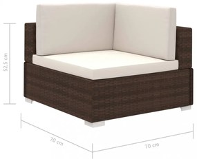 8-részes barna polyrattan kerti bútorszett párnákkal