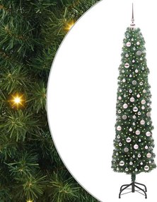 vidaXL Mű karácsonyfa 300 LED-del Zöld 210 cm PVC, acél és műanyag