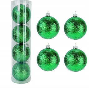 Zöld Karácsonyfa Bombák Műanyag Csillámos Buborékok karácsonyfára 4 db-os szett