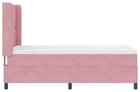 Boxspring Ágy Mattal és LED Fénnyel Rózsaszín 90x190 cm Bársony