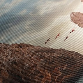 Kép - Naplemente a sziklák felett (órával) (90x30 cm)