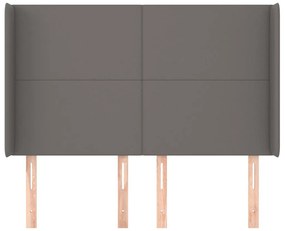 szürke műbőr fejtámla szárnyakkal 147x16x118/128 cm