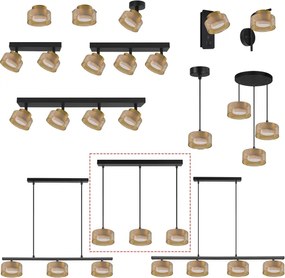 Brilagi - Zsinóros függeszték AURA LUX 3xGX53/30W/230V fekete/arany