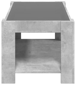 betonszürke szerelt fa dohányzóasztal LED-del 93 x 53 x 45 cm