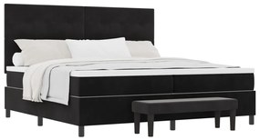 Box spring ágy matraccal és paddal, fekete, 200x200 cm, bársony