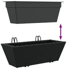 vidaXL 2 db fekete polyrattan növénytartó horoggal