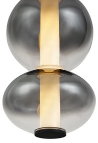 Art Deco függőlámpa fekete füstös és átlátszó üveggel, 5 izzós, LED-del - Lizzy