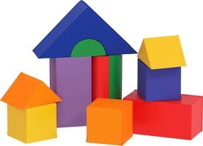 HOMCOM 11 darabos Puha Építő Blokk, Hab Blokk, Játék Építő Készlet, Mászó Blokk, Puha Óriás Építő Blokk, Építő Tégla 1-3 éves Gyermekeknek, Műbőr, Töb