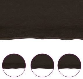 sötétbarna kezelt tömör fa fürdőszobai pult 180x50x(2-6) cm