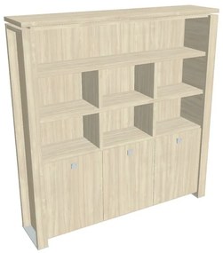 Verno+ S magas szekrény 200 x 46 x 210 cm, polccal, akác / vanília
