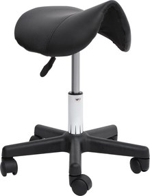 HOMCOM Magasságban Állítható Forgószék Kerekekkel – Kozmetikai Szék Fekete Műbőr 35 x 38 x 43-55H cm | Aosom
