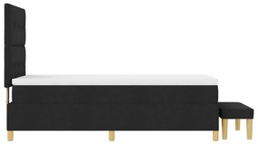 Box Spring Ágy Mattal és Pad Fekete 80x200 cm Szövet