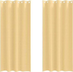 vidaXL Fekete Függöny Gyűrűkkel 2 pcs Bézs 245 x 140 cm Poliészter