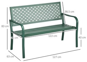 Kerti pad 2 személyes, acél háttámlával és karfával, virágmintával, max 280 kg,