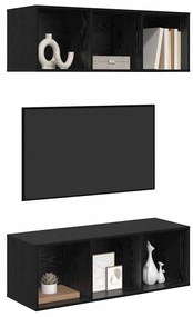 Fali TV szekrények 2 pcs Musta tammi 37 x 37 x 107 cm Faanyag