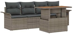 vidaXL Kerti Kanapé Szett tárolóval 5 pcs Szürke Poli rattan