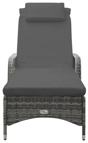 Antracitszürke kerekes polyrattan napozóágy