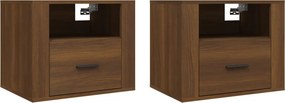 vidaXL 2 db barna tölgyszínű fali éjjeliszekrény 50 x 36 x 40 cm