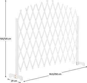 Rácsos térelválasztó panel, fehér/fa, 250 cm, KEJLY