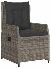 2 db szürke polyrattan dönthető kerti szék