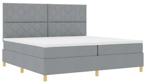 Box Spring Ágy Matrac Közepes Szürke 200x200 cm Szövet