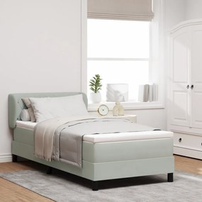 Boxspring Ágy Mattal Világosszürke 90x200 cm Bársony