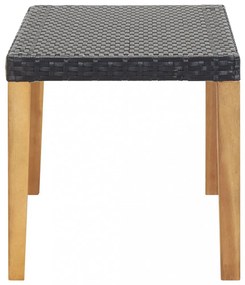 fekete polyrattan és tömör akácfa kerti pad 120 cm