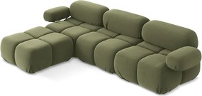 Világoszöld bársony moduláris sarokkanapé Lokua – Makamii