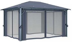 antracitszürke alumíniumpavilon függönnyel 400 x 300 cm