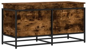 füstös tölgy színű szerelt fa tárolóláda fedéllel 100x40x51,5cm
