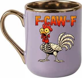 Elegáns bögre „f-caw-f” Arany fül, Humor Premium 330 Lila