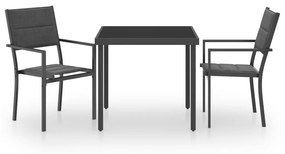 vidaXL 3 részes acél kültéri étkezőgarnitúra