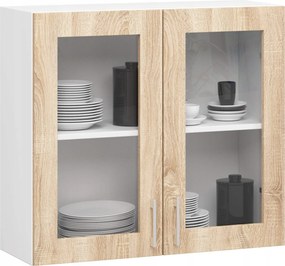 Lima vitrines szekrény W80 H720 Fehér/tölgy Sonoma Akd