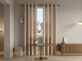 Függöny TAVIO 140x250 cm, világos bézs Felfüggesztés: Hullámos sínszalag