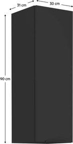 Felső szekrény, fekete, SIBER 30 G-90 1F