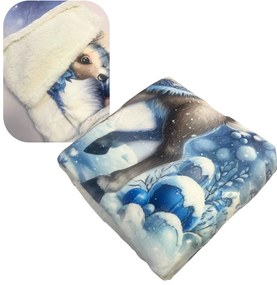 Karácsonyi takaró mikroplüss bárányból, manókék150x200cm TiaHome