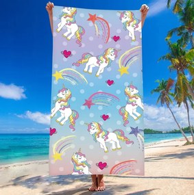 Strandtörölköző UNICORN PONNY 100x180 cm színes, 100% mikroszálas