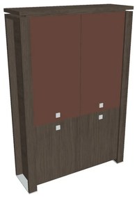Verno+ magas szekrény 140 x 46 x 210 cm, kombinált ajtó, antracit tölgy / barna