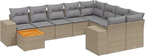vidaXL 11 részes bézs polyrattan kerti ülőgarnitúra párnákkal