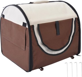 PawHut Összecsukható Kiskedvenc Szállító Háti Táska Párnával, Vízálló Oxford Anyag, Kávé 46 x 36 x 41 cm | Aosom