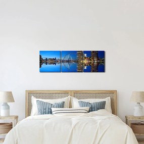 Kép - éjszaka Rotterdam (órával) (90x30 cm)