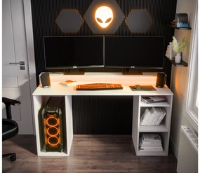 Sarok Gamer PC asztal Garrick 1 (fehér) (LED RGB világítással). 1064133