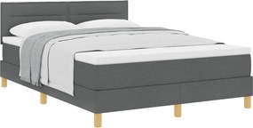 vidaXL Boxrugós ágy matracmal Sötétszürke 140 x 200 cm szövet